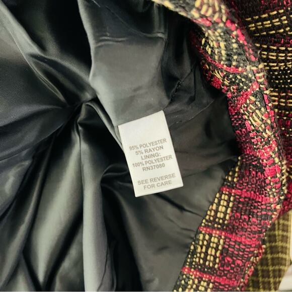 Cato red black tweed striped preppy office midi skirt 14 - Picture 6 of 7